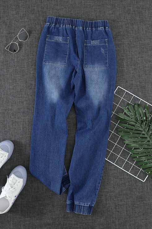 Pocketed Distressed Denim Jean